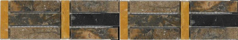 2" X 12" Mosaic Border in Narcissist Brown + Nero Marquina + Tobacco - Polished - DEKO Tile