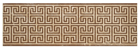 6" X 18" Engraved Border in Coffee on Ivory Travertine - Honed - DEKO Tile