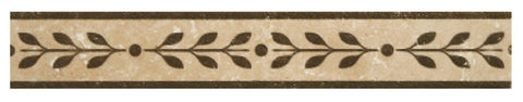 2" X 12" Engraved Border in Olive on Ivory Travertine - Honed - DEKO Tile