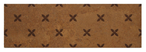 4" X 12" Floral Border in Coffee on Noce Travertine - Honed - DEKO Tile