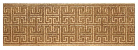 4" X 12" Engraved Border in Coffee & Gold on Noce Travertine - Honed - DEKO Tile