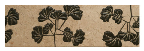 4" X 12" Engraved Border in Olive on Turkish Marfil - Polished - DEKO Tile