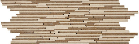 3 3/4" X 10 3/4" Mosaic Border in Ivory Travertine + Noce Travertine - Honed - DEKO Tile
