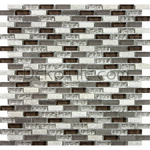 3/8x1 1/8 Quartzite, Aluminum and Glass Mix Mosaic - Fawn Blend - DEKO Tile