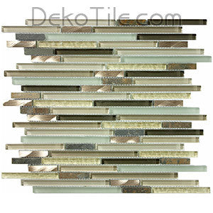 3/8 x Multiple Length Slate, Aluminum and Glass Mix Mosaic - Verbena Blend - DEKO Tile