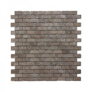 5/8 x 1 1/4 Brick Tumbled Noce Travertine Mosaic - DEKO Tile