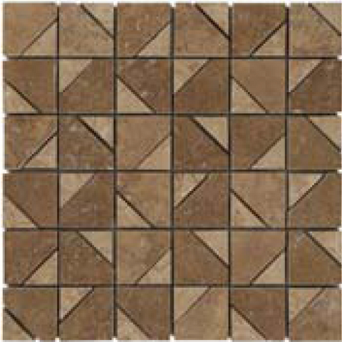 Designer Mosaic in Noce Travertine + Walnut Travertine - Honed - DEKO Tile