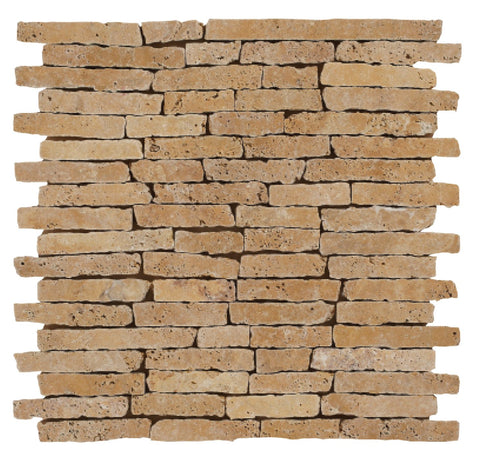 Designer Mosaic in Yellow Travertine - Tumbled & Broken Edge - DEKO Tile