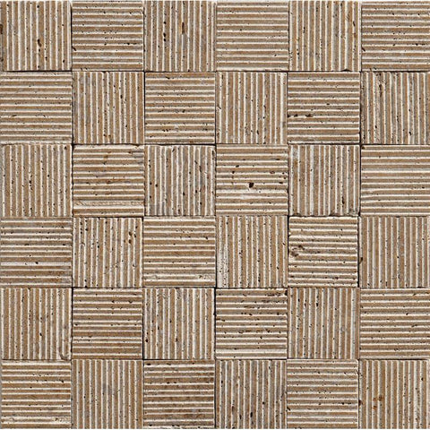 2"X2" Designer Mosaic in Noce Travertine - Thick-Rolled - DEKO Tile