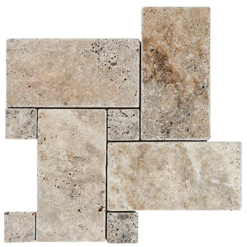 Designer Mosaic in Scabos Travertine (Aka Scabos) - Tumbled - DEKO Tile