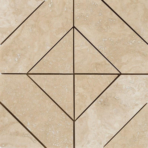 Designer Mosaic in Ivory Travertine - Honed - DEKO Tile