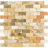 1 x 2 Scabos Travertine Splitface Mosaic Tile - DEKO Tile