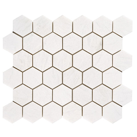 2 inch Hexagon Polished Thassos White Marble Mosaic Tile - DEKO Tile