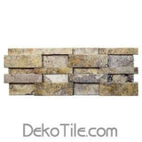 3D Hi-Low Scabos Cubic Travertine Honed Mosaic Ledger Wall Panels - DEKO Tile
