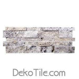 3D Hi-Low Silver Travertine Splitface Mosaic Ledger Wall Panels  - DEKO Tile