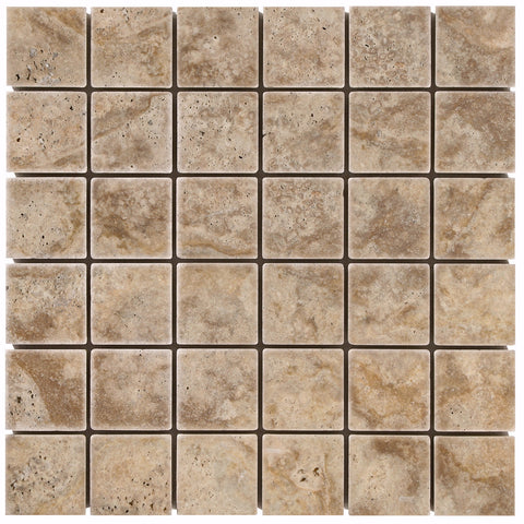2 x 2 Scabos Travertine Tumbled Mosaic - DEKO Tile