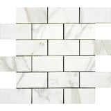 2 x 4 Polished Italian Calacatta Gold Marble Mosaic Tile - DEKO Tile