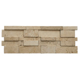 3D Hi-Low Ivory Travertine Honed Split Face Mosaic Ledger Panel - DEKO Tile
