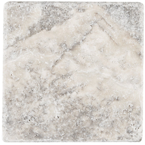 4 x 4 Silver Travertine Tumbled Tile - DEKO Tile