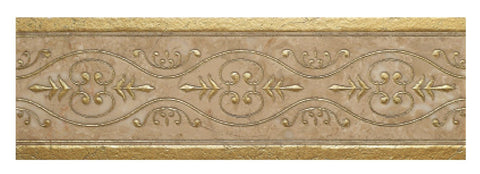 4" X 12" Engraved Border in Gold on Turkish Marfil - Polished - DEKO Tile