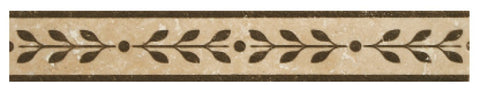 2" X 12" Engraved Border in Olive on Ivory Travertine - Honed - DEKO Tile