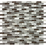 3/8x1 1/8 Quartzite, Aluminum and Glass Mix Mosaic - Fawn Blend  - DEKO Tile