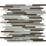 3/8 x Multiple Length Quartzite, Aluminum and Glass Mix Mosaic - Fawn Blend - DEKO Tile