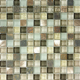 1 x 1 Slate, Aluminum and Glass Mix Mosaic - Verbena Blend - DEKO Tile
