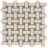 Honed Champagne Limra and Seagrass Limestone Basketweave Mosaic Tile - DEKO Tile