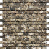 5/8 x 1 1/4 Emperador Dark Tumbled Mosaic Tile - DEKO Tile