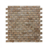 5/8 x 1 1/4 Brick Tumbled Yellow Travertine Mosaic - DEKO Tile