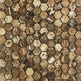 1 inch Hexagon Tumbled Emperador Dark Mosaic Tile - DEKO Tile