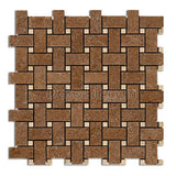 Honed and Filled Noce and Ivory Classic Basketweave Mosaic Tile - DEKO Tile