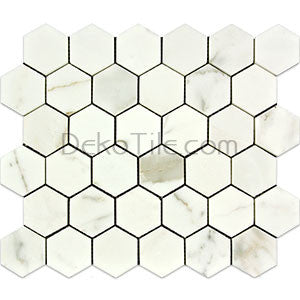 2 inch Hexagon Honed Italian Calacatta Gold Mosaic Tile - DEKO Tile