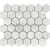 2 inch Hexagon Polished Bianco Carrara Mosaic Tile