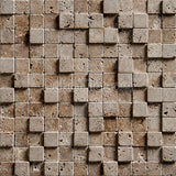 1 x 1 Noce Travertine 3D Tumbled Mosaic Tile - DEKO Tile
