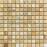1 x 1 Yellow Travertine Mosaic Tile - DEKO Tile