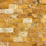 1 x 2 Yellow Travertine Splitface Mosaic Tile - DEKO Tile