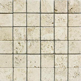 2 x 2 Ivory Classic Travertine Mosaic Tile - DEKO Tile