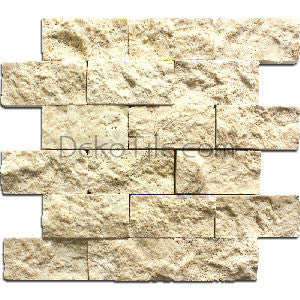 2 x 4 Ivory Classic Travertine Splitface Mosaic Tile - DEKO Tile