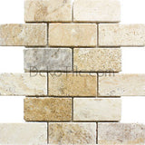 2 x 4 Philadelphia Travertine Tumbled Mosaic Tile - DEKO Tile