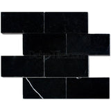 3 x 6 Polished Black Marquina Mosaic Tile - DEKO Tile