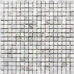5/8 x 5/8 Tumbled Italian Bianco Carrara Mosaic Tile - DEKO Tile