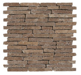 5/8"X Free Length Mosaic in Noce Travertine - Slight Tumbled, Hand-Broken Edges - DEKO Tile