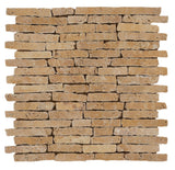 Designer Mosaic in Yellow Travertine - Tumbled & Broken Edge - DEKO Tile