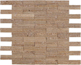 Designer Mosaic in Noce Travertine - Splitface - DEKO Tile