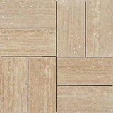 3" X 6" Designer Mosaic in Ivory Travertine Vein Cut - Honed - DEKO Tile