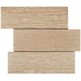 4" X 12" Designer in Ivory Travertine Vein Cut - Brushed - DEKO Tile