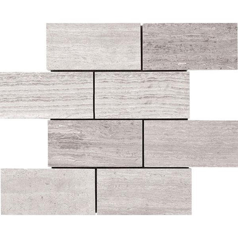 White Woodgrain 3" X 6" Brick Mosaic - Honed - DEKO Tile