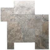 Silver Travertine Brushed and Chiseled Edge French Pattern Tile - DEKO Tile